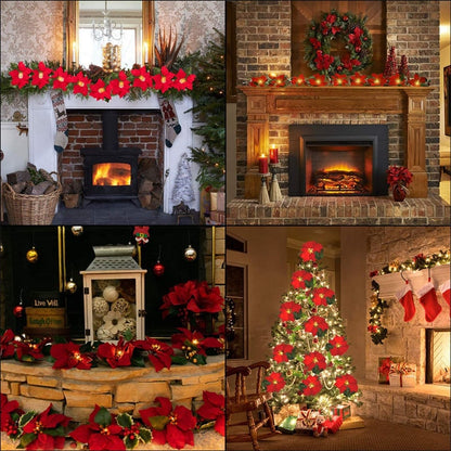 🎄✨ Christmas Poinsettia LED Garland String Lights
