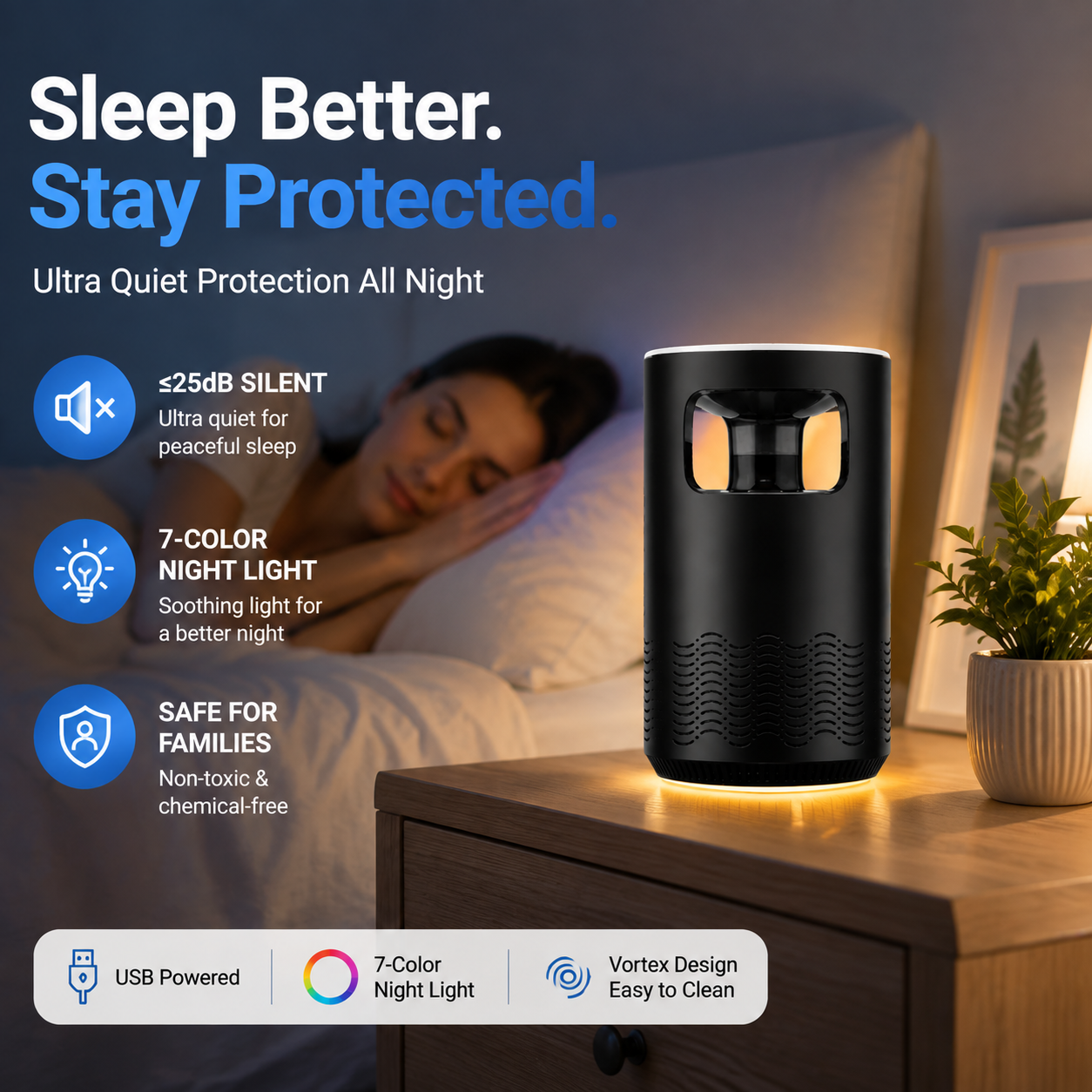 🦟360° UV Mosquito Killer Lamp – No More Bites, No More Smelly Sprays