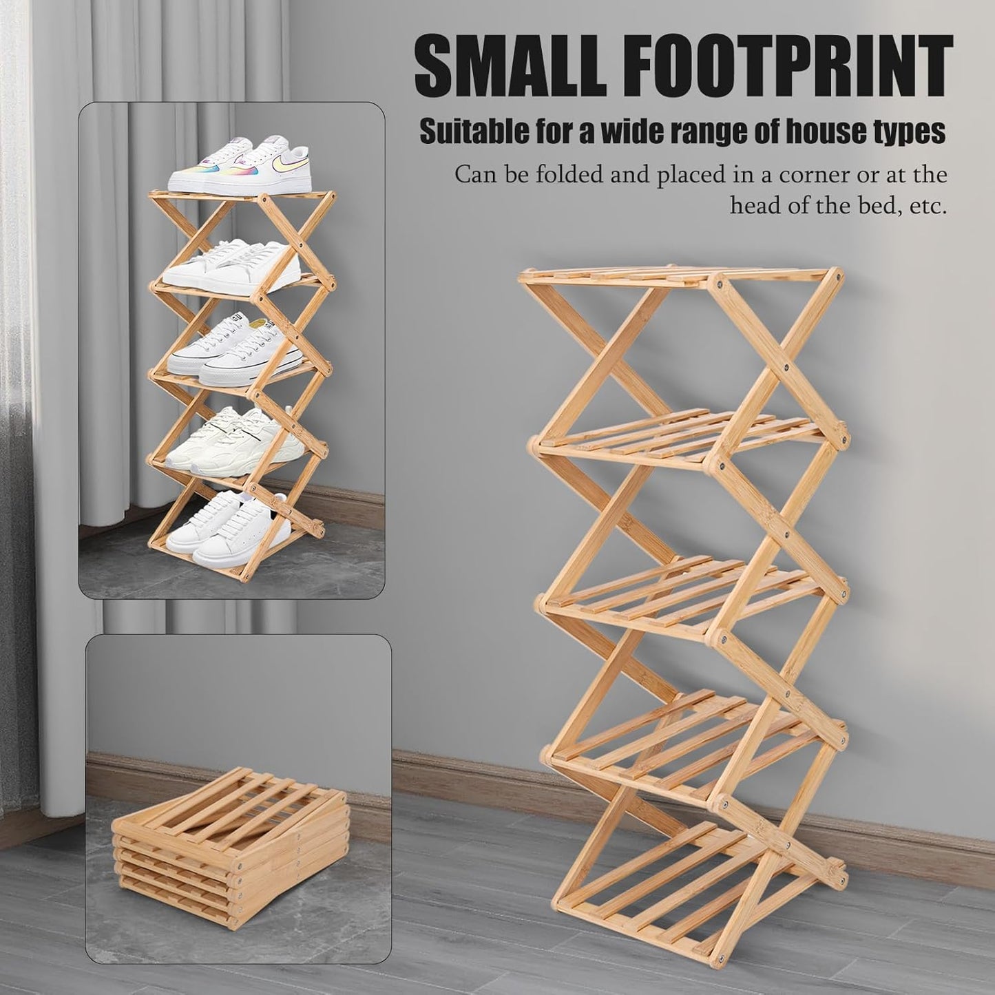 👟The 9-Tier Bamboo Rack: 3-Tier, 6-Tier, and 9-Tier No-Assembly Storage Solution!