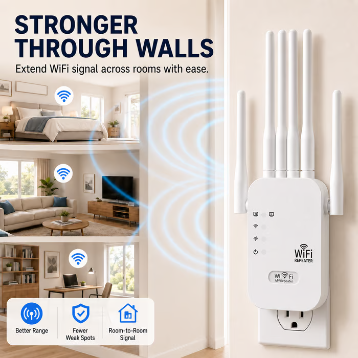 📶WiFi Dead Zone Killer – 1200 Sq Ft Ultra-Fast Extender