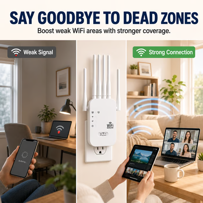 📶WiFi Dead Zone Killer – 1200 Sq Ft Ultra-Fast Extender
