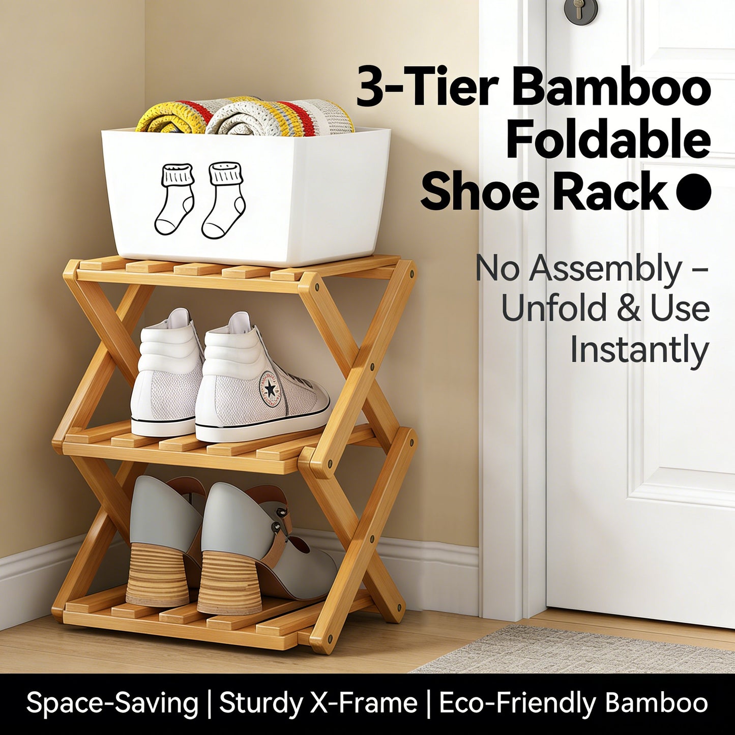 👟The 9-Tier Bamboo Rack: 3-Tier, 6-Tier, and 9-Tier No-Assembly Storage Solution!