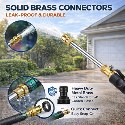 🔫 High Pressure Hose Nozzle – 18" Metal Wand, 2 Nozzles, Easy Connect
