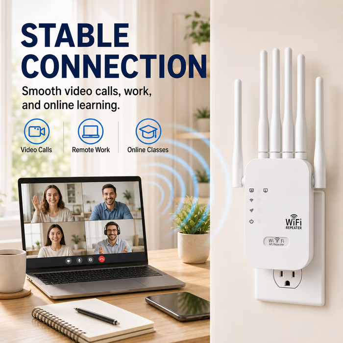 📶WiFi Dead Zone Killer – 1200 Sq Ft Ultra-Fast Extender
