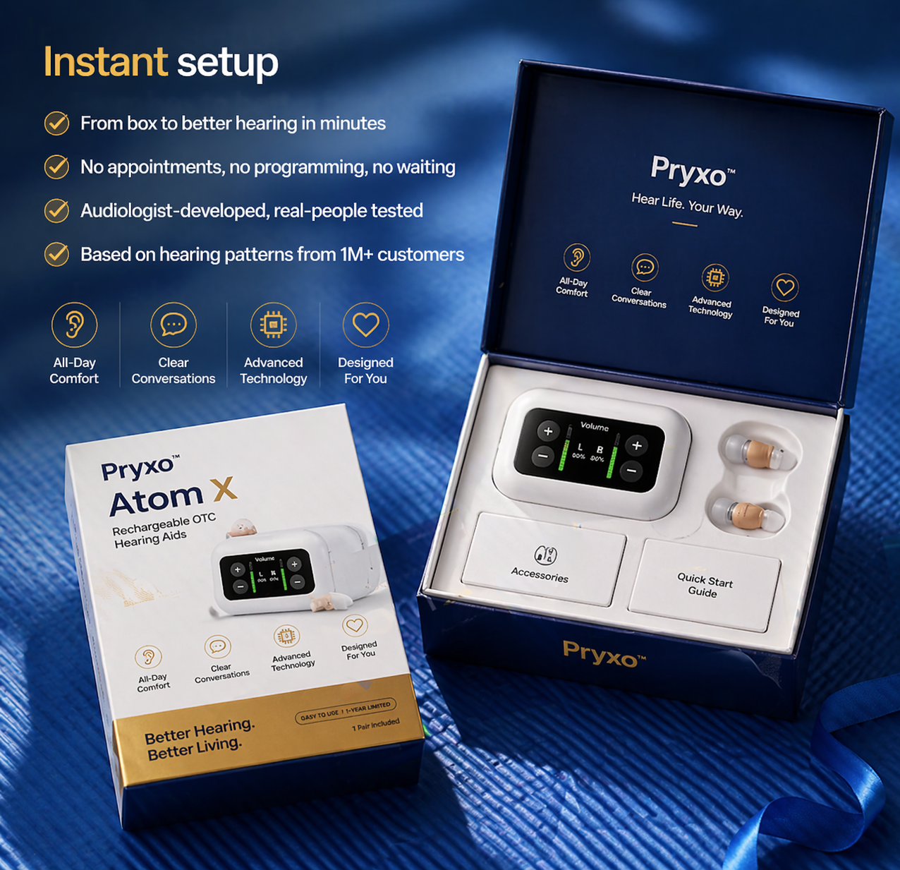 🔥Pryxo™ Atom X Smart Hearing Amplifier – Reclaim Crystal-Clear Sound & Confidence