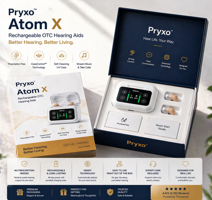 🔥Pryxo™ Atom X Smart Hearing Amplifier – Reclaim Crystal-Clear Sound & Confidence