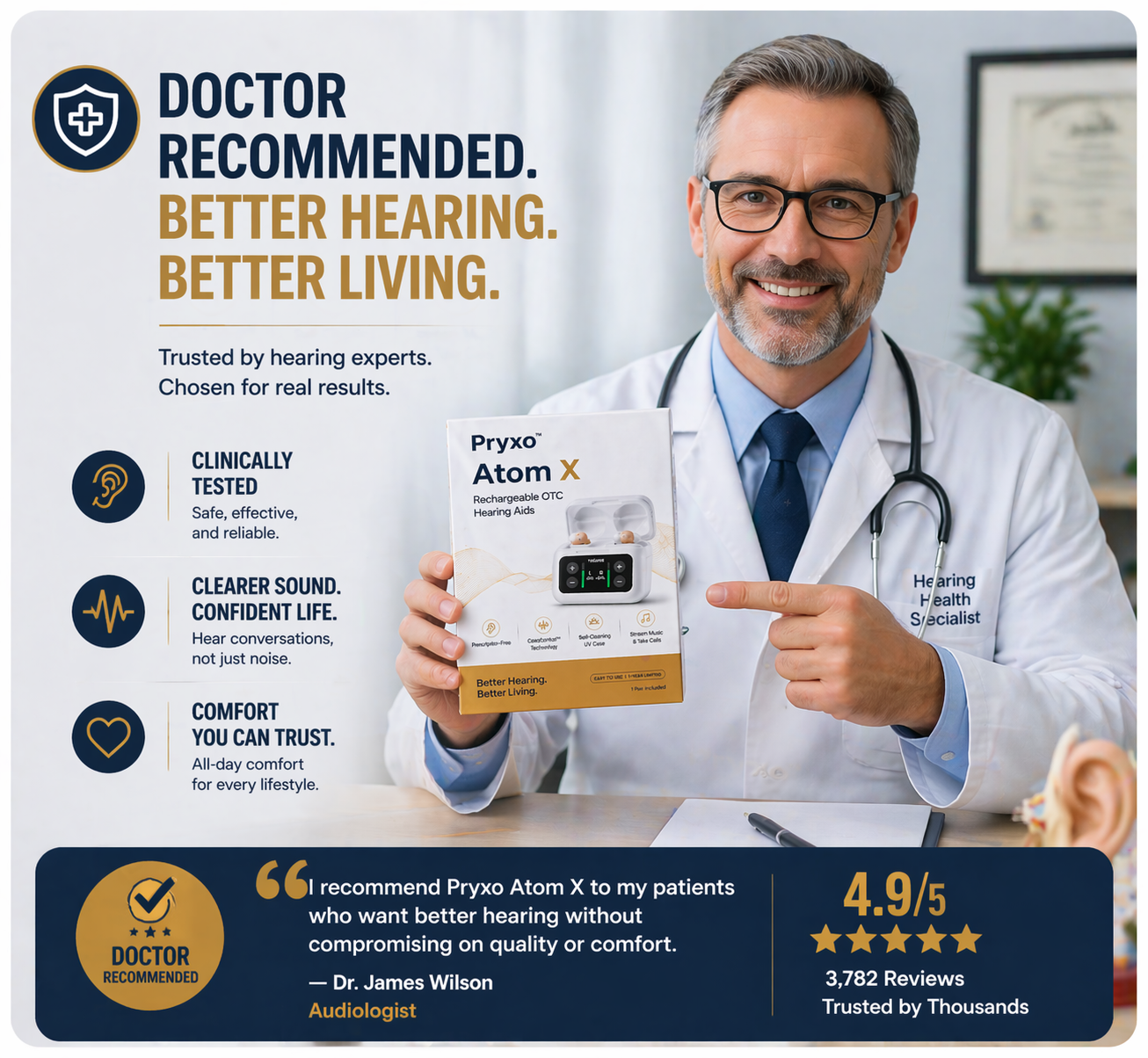 🔥Pryxo™ Atom X Smart Hearing Amplifier – Reclaim Crystal-Clear Sound & Confidence