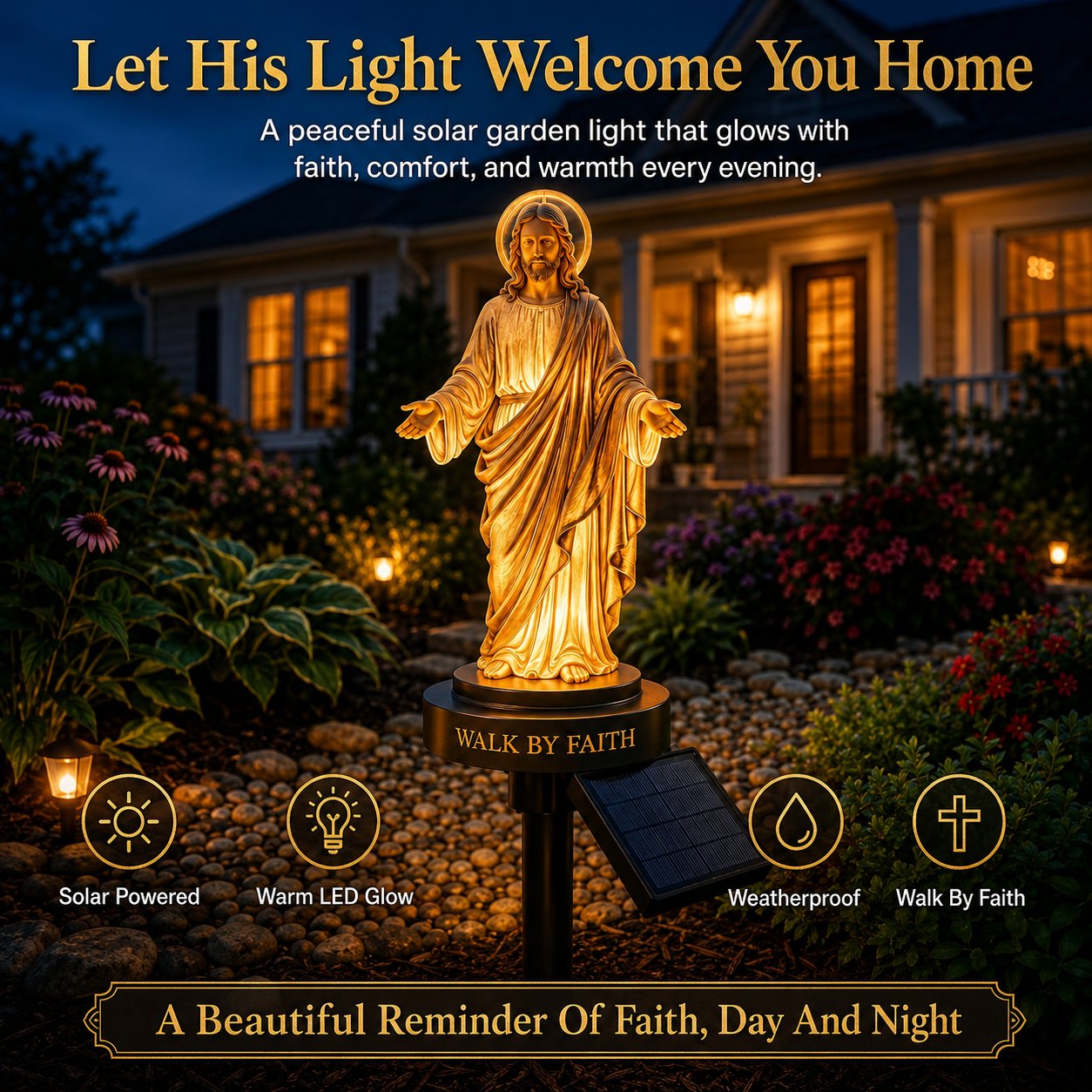 ✝️ Walk by Faith Solar Jesus Garden Light