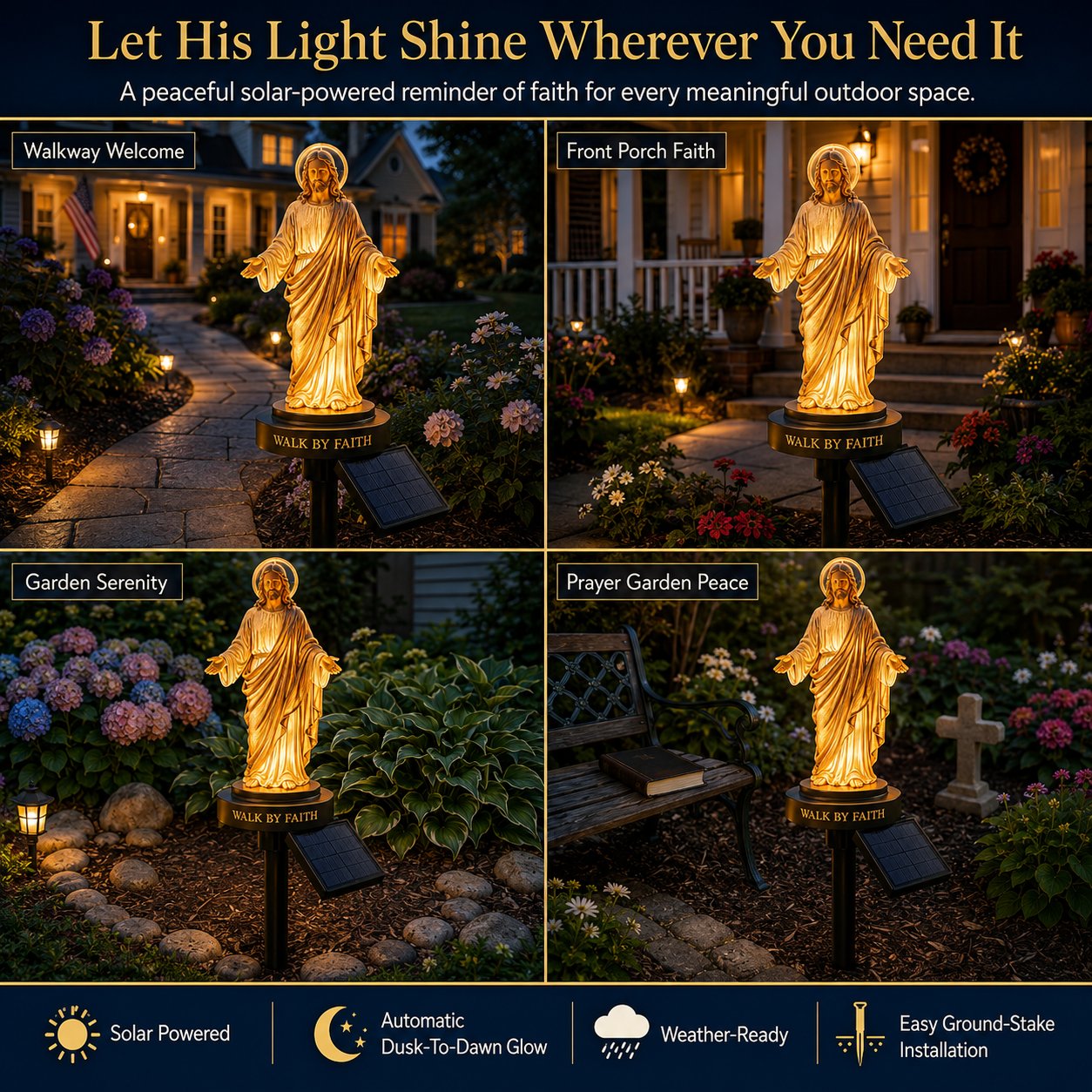 ✝️ Walk by Faith Solar Jesus Garden Light