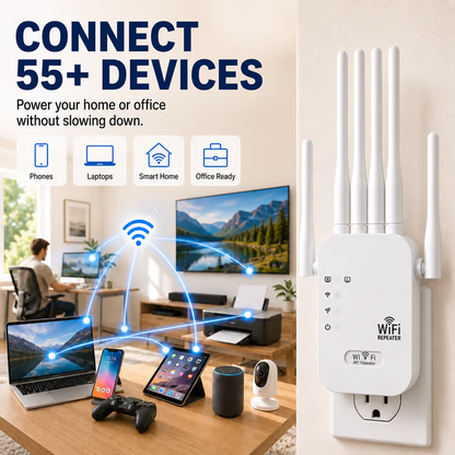 📶WiFi Dead Zone Killer – 1200 Sq Ft Ultra-Fast Extender