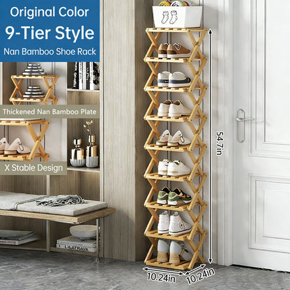👟The 9-Tier Bamboo Rack: 3-Tier, 6-Tier, and 9-Tier No-Assembly Storage Solution!