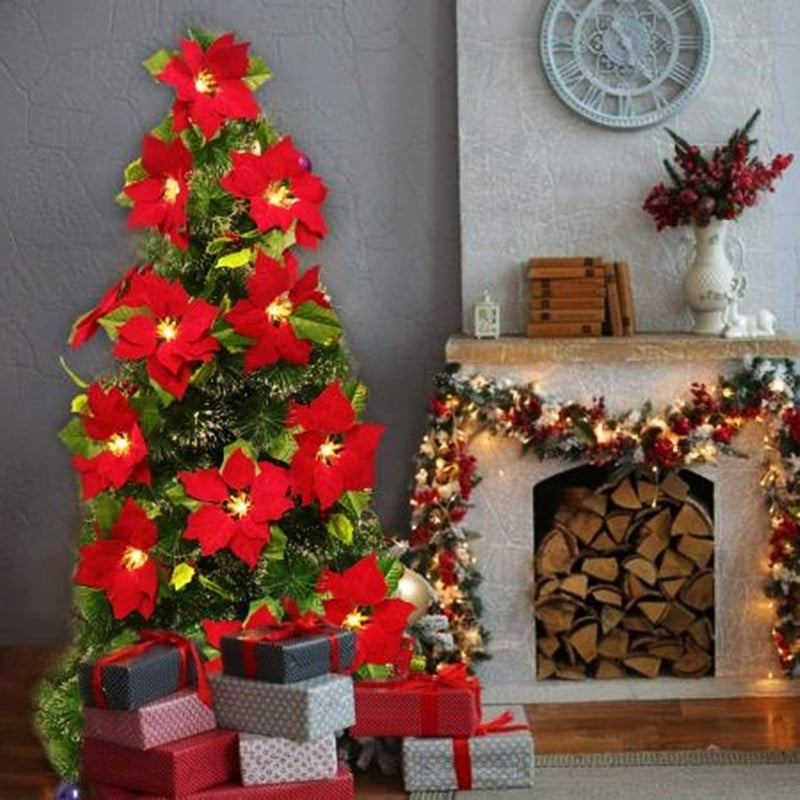 🎄✨ Christmas Poinsettia LED Garland String Lights
