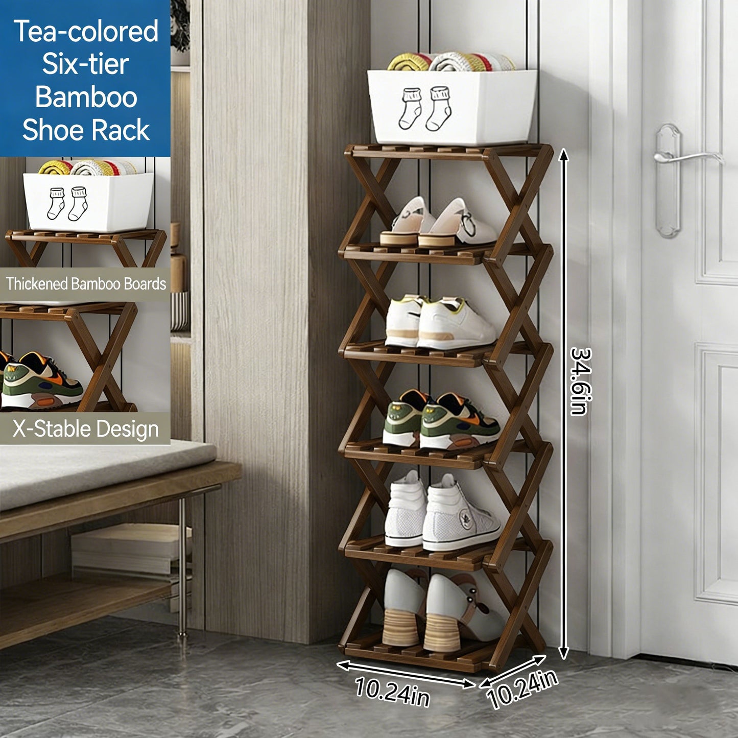 👟The 9-Tier Bamboo Rack: 3-Tier, 6-Tier, and 9-Tier No-Assembly Storage Solution!